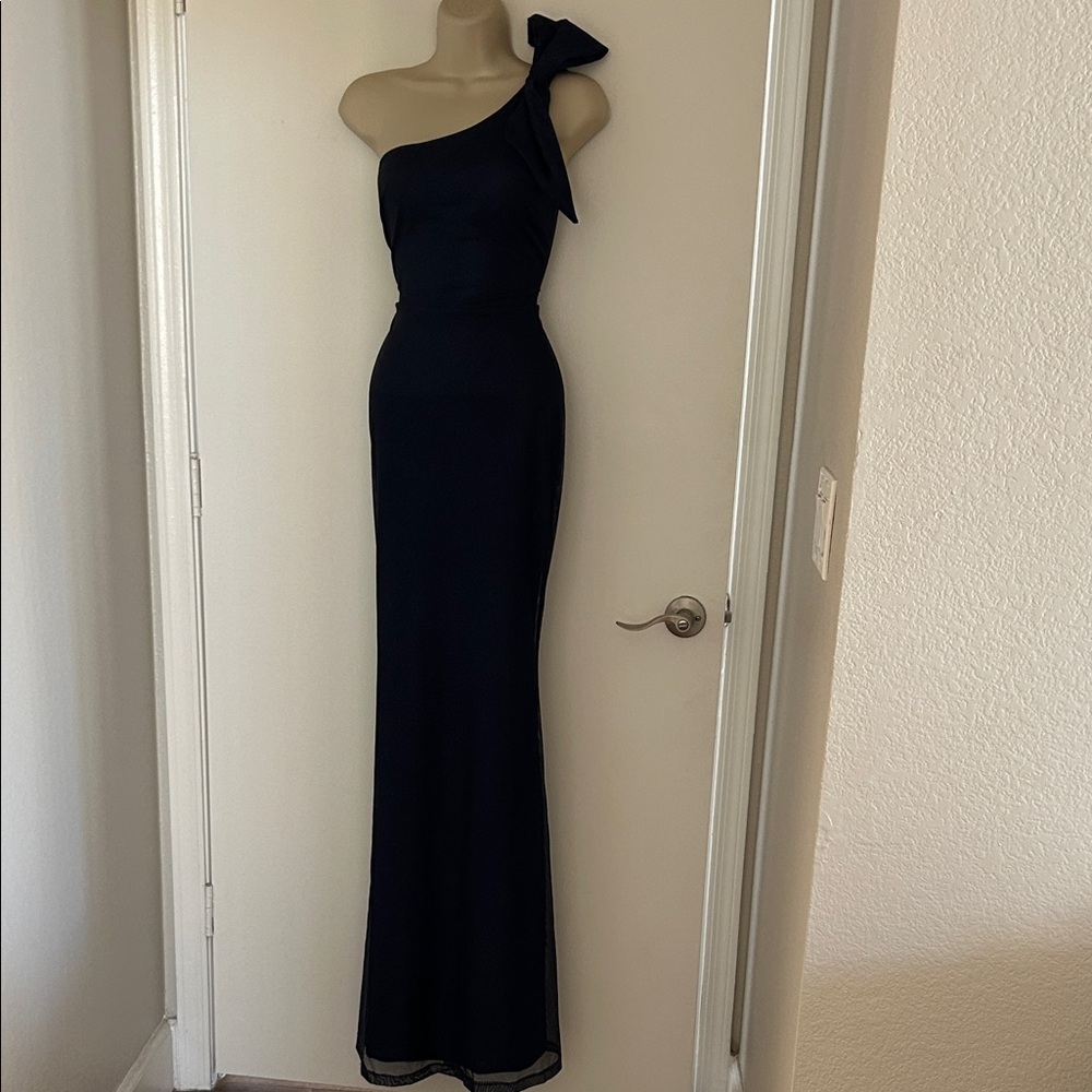 Chic One-Shoulder navy shimmering Dress